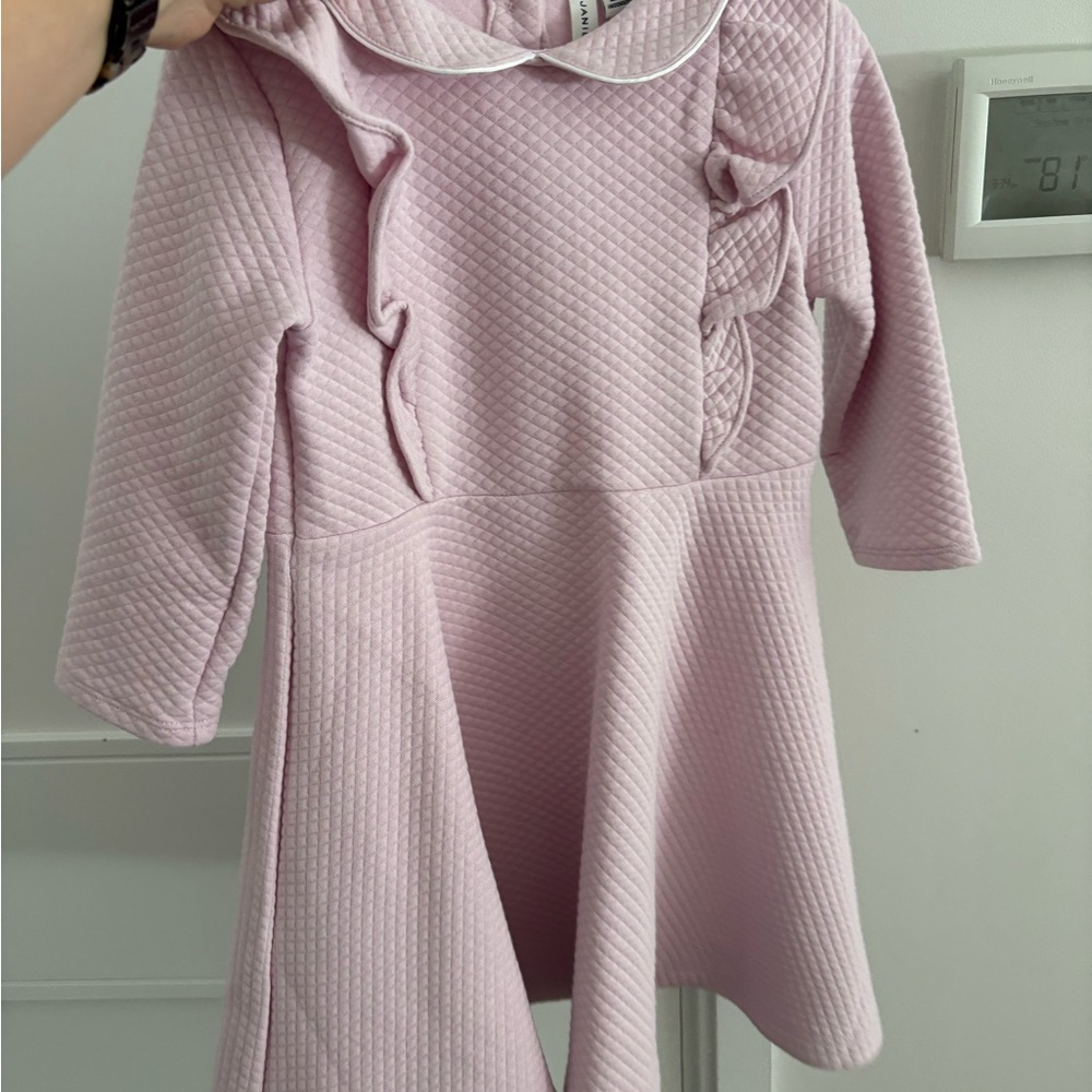 Janie and Jack Pink Quilted Dress with Ruffle Details